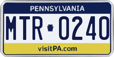 PA license plate MTR0240