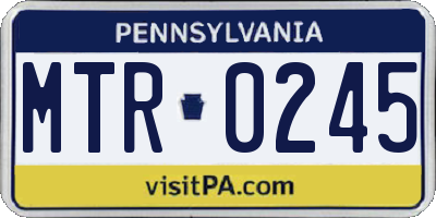 PA license plate MTR0245