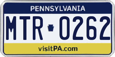 PA license plate MTR0262