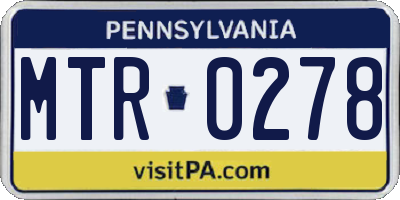 PA license plate MTR0278