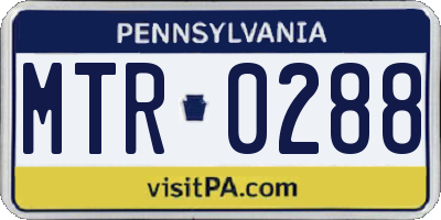 PA license plate MTR0288