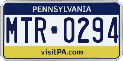 PA license plate MTR0294
