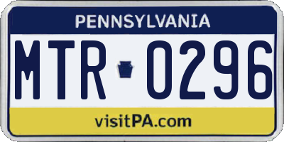 PA license plate MTR0296