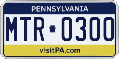 PA license plate MTR0300