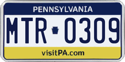 PA license plate MTR0309