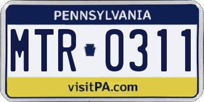 PA license plate MTR0311
