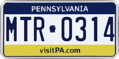 PA license plate MTR0314