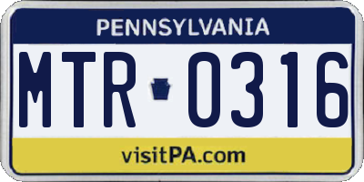 PA license plate MTR0316