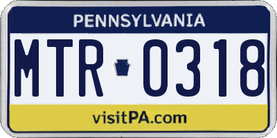 PA license plate MTR0318