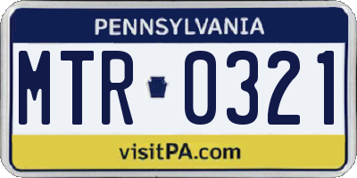 PA license plate MTR0321