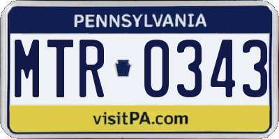 PA license plate MTR0343