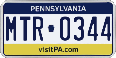 PA license plate MTR0344