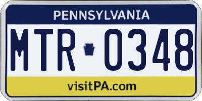 PA license plate MTR0348
