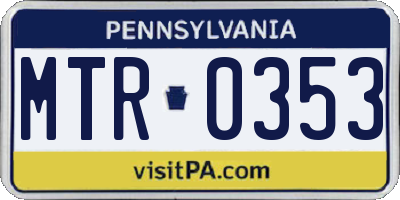 PA license plate MTR0353