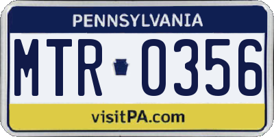 PA license plate MTR0356