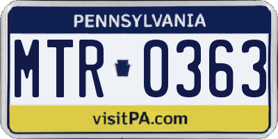 PA license plate MTR0363