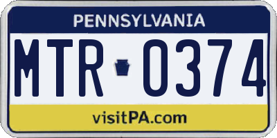 PA license plate MTR0374