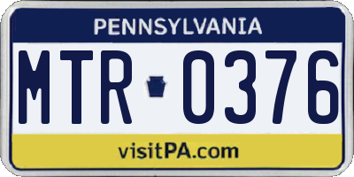 PA license plate MTR0376