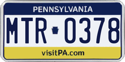 PA license plate MTR0378