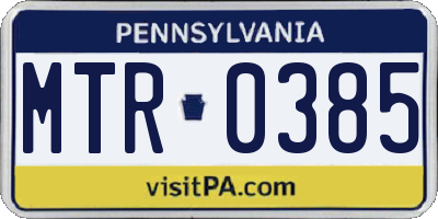 PA license plate MTR0385