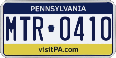 PA license plate MTR0410