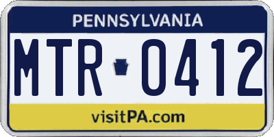 PA license plate MTR0412
