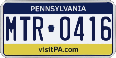 PA license plate MTR0416