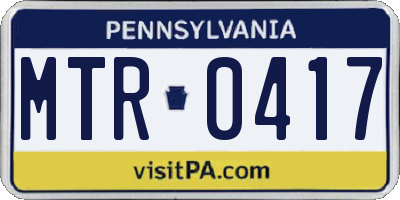 PA license plate MTR0417