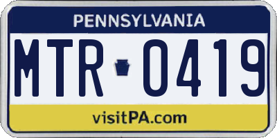 PA license plate MTR0419
