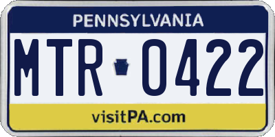PA license plate MTR0422
