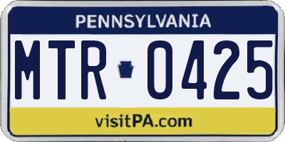 PA license plate MTR0425