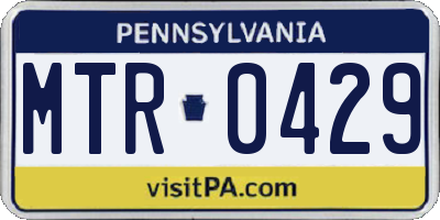 PA license plate MTR0429