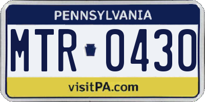 PA license plate MTR0430