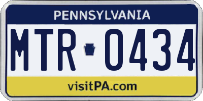 PA license plate MTR0434