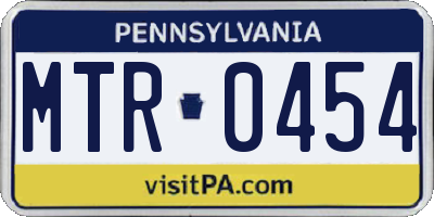 PA license plate MTR0454