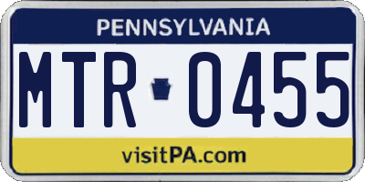 PA license plate MTR0455