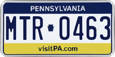 PA license plate MTR0463