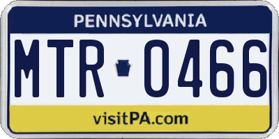 PA license plate MTR0466