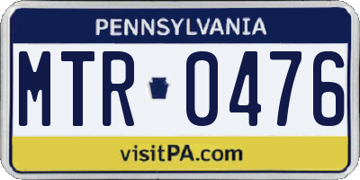 PA license plate MTR0476