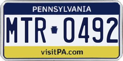 PA license plate MTR0492