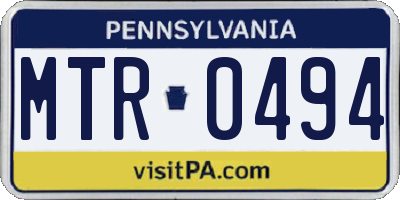 PA license plate MTR0494