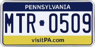 PA license plate MTR0509
