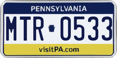 PA license plate MTR0533