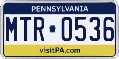 PA license plate MTR0536
