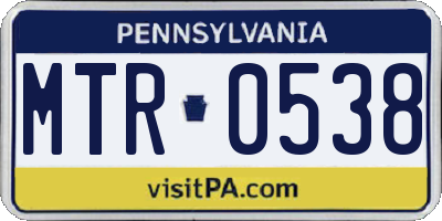 PA license plate MTR0538