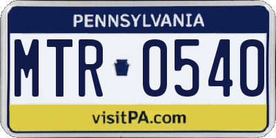 PA license plate MTR0540