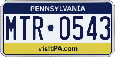 PA license plate MTR0543