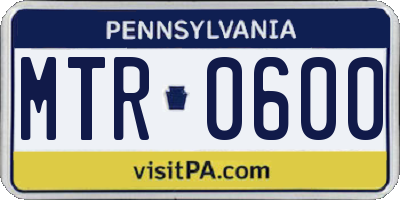PA license plate MTR0600