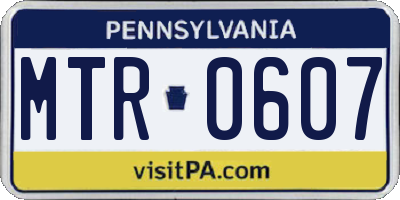 PA license plate MTR0607