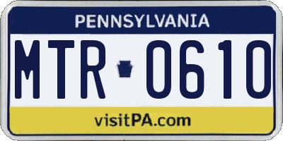PA license plate MTR0610